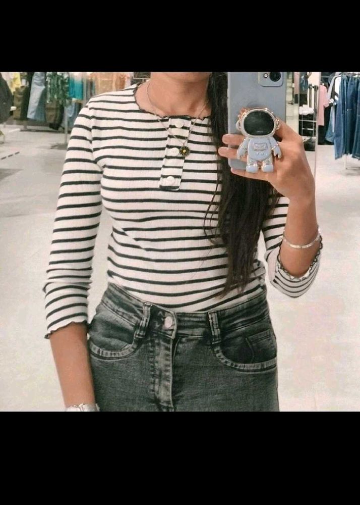 Black And White Striped Top