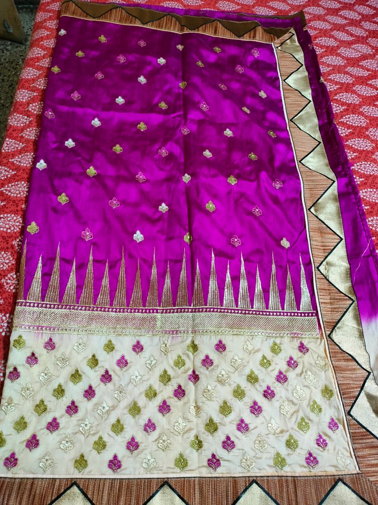 Pink And Half Semi Silk Saree