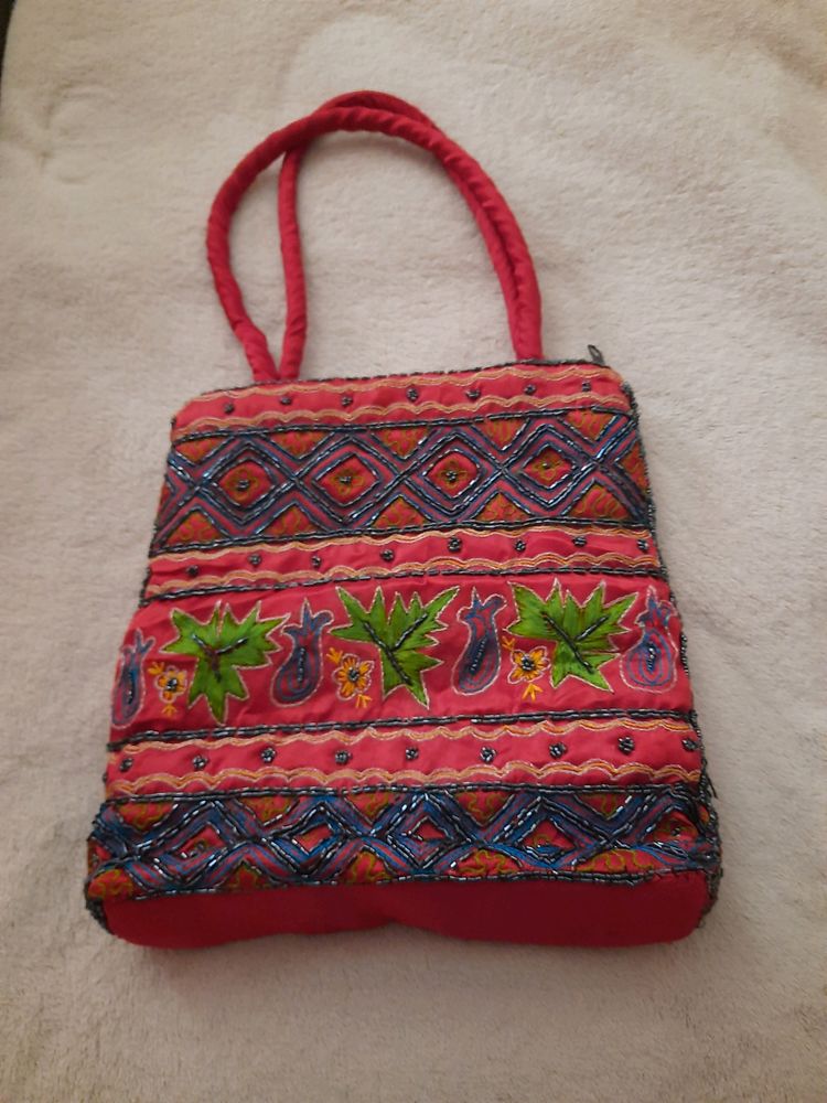 Handbag with Embroidery and Beads.