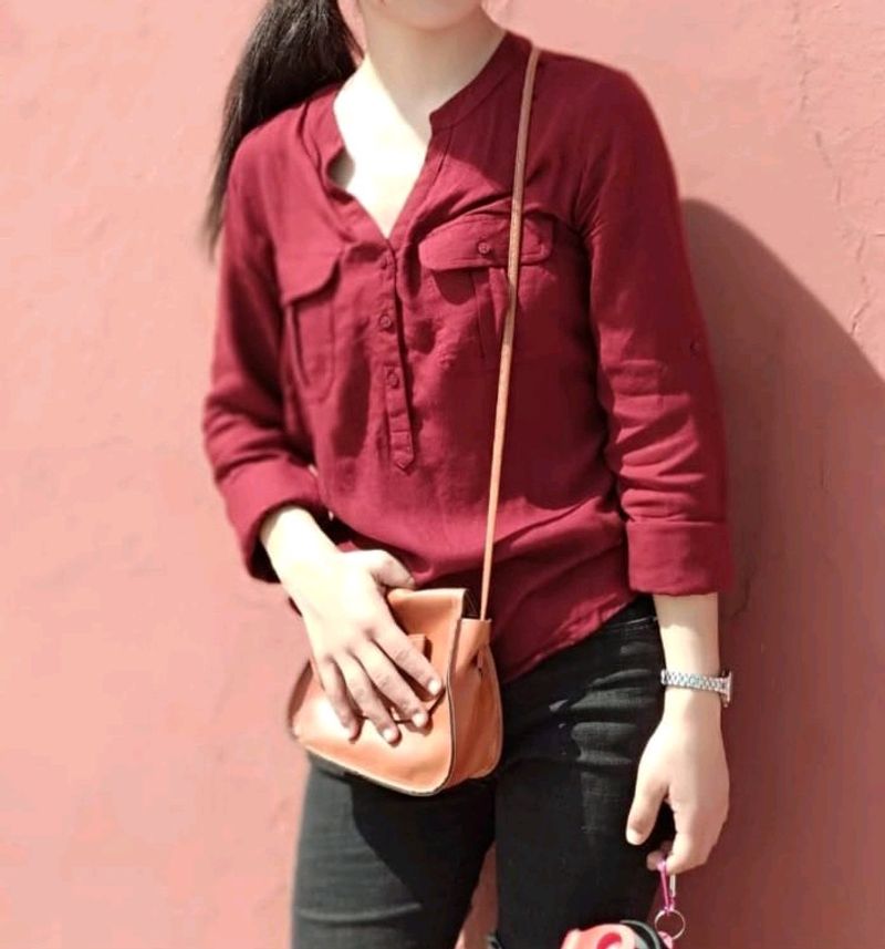 LeeCooper Maroon Long Buttoned Shirt