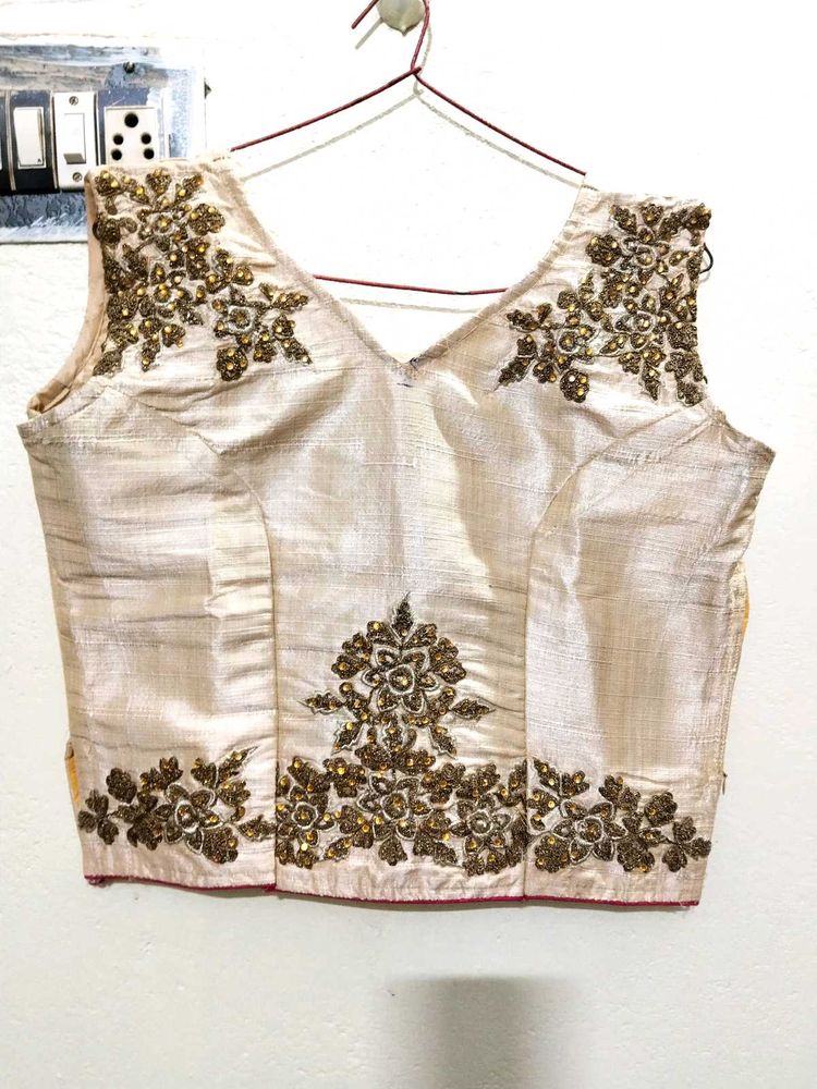 Embroidered Traditional Silk Blouse with Floral