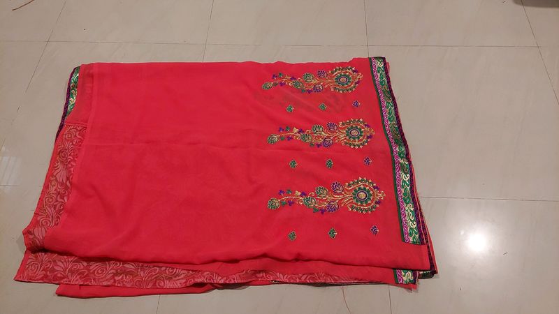 Brand New GEORGETTE SAREE with Embroidery Work