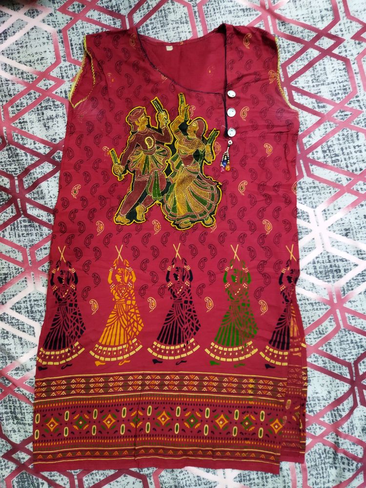 Beautiful Red Radha Krishna Kurta