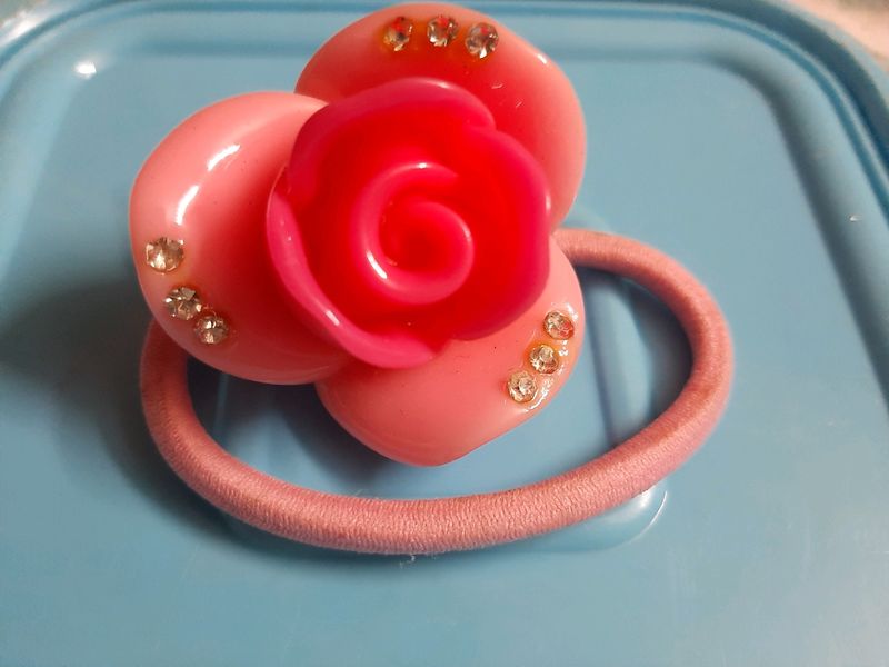 Hard Rose Flower Hair Rubber Band