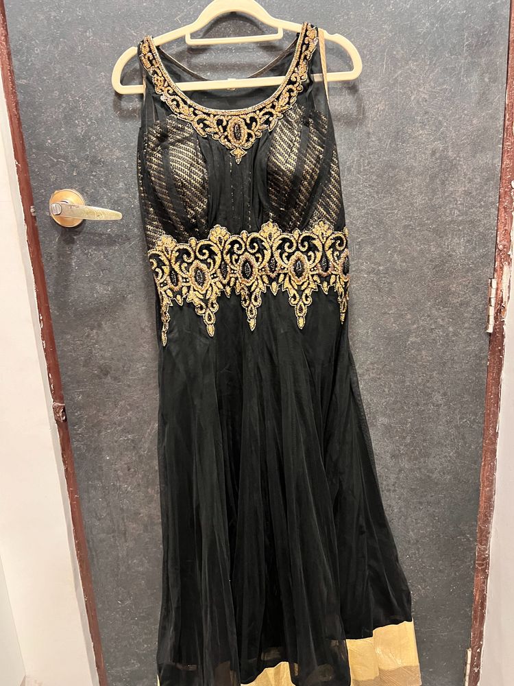 Black & Gold Anarkali Set