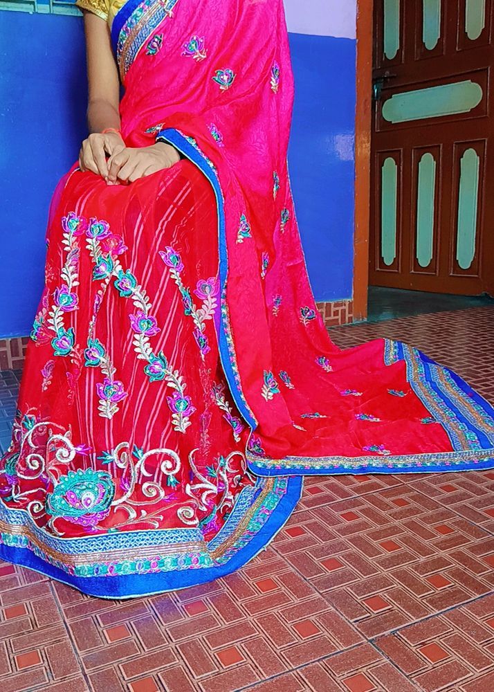 Red Party Wear Saree