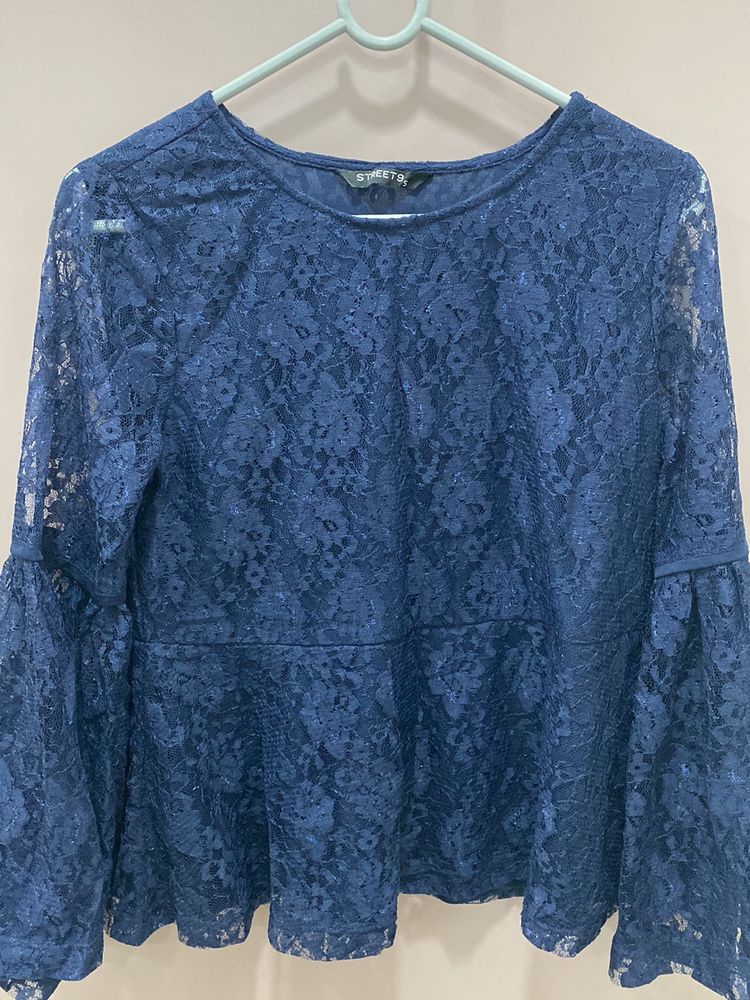 Women’s Navy Blue Lace Top