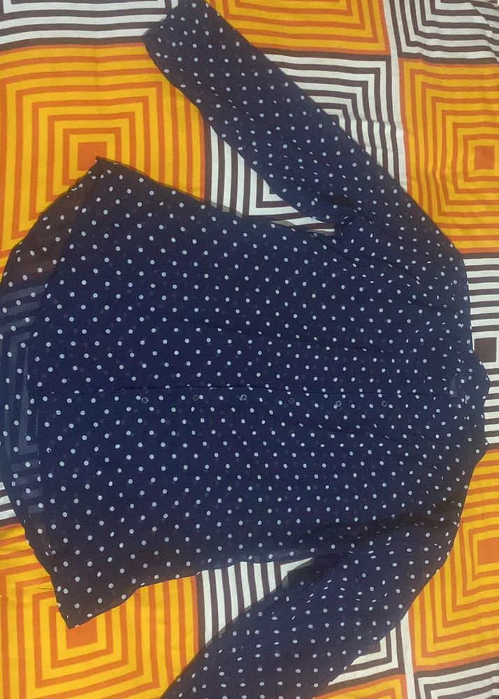 Navy Blue Polka Dotted Shirt