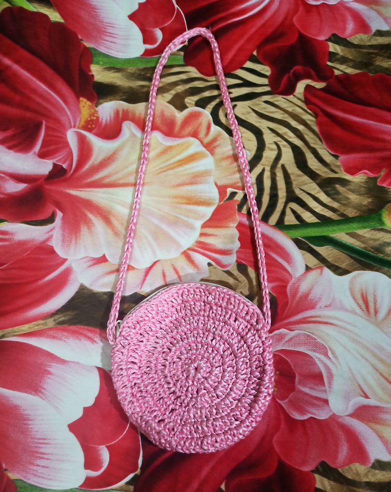 pink hand made sling bag for women