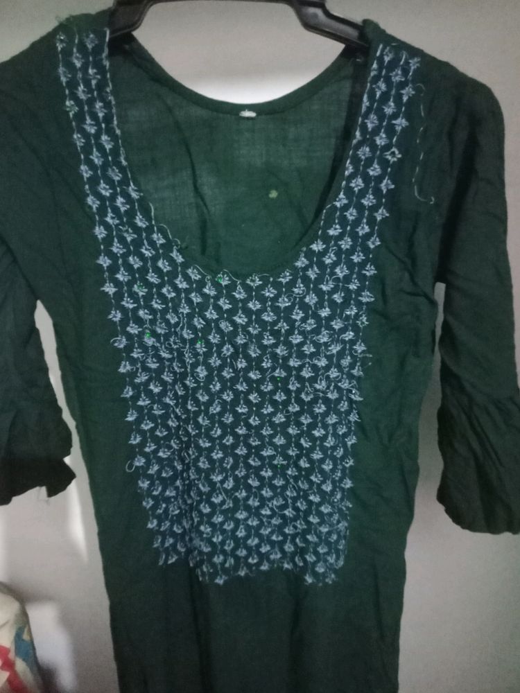 Dark Green Kurti For Girls And Women