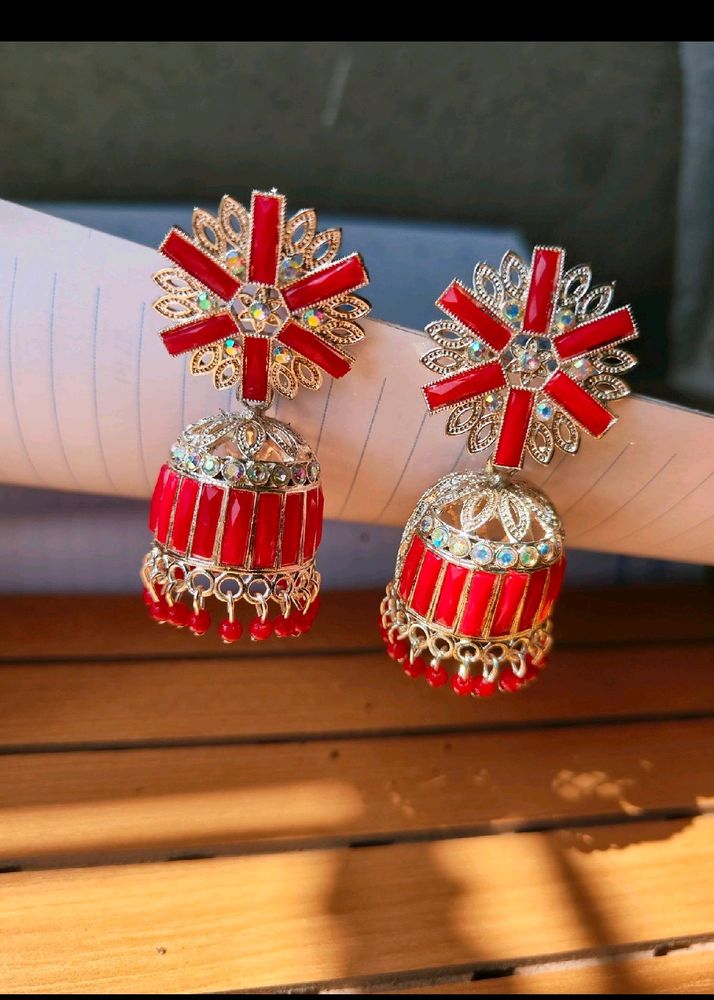 Red Earrings/Jhumka