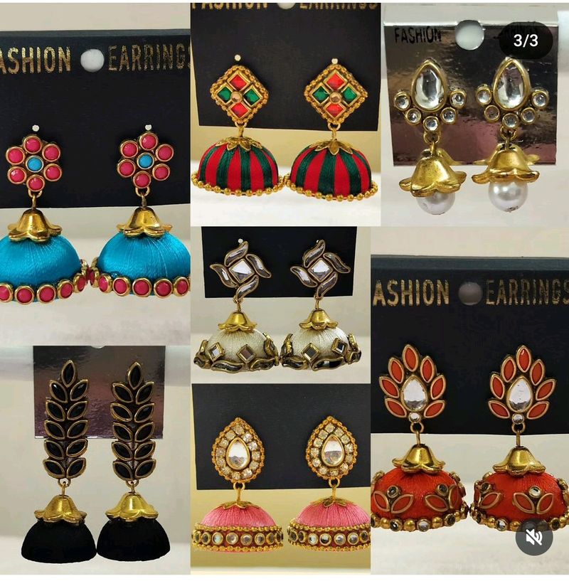 Customized Kundan Silk Thread Earrings