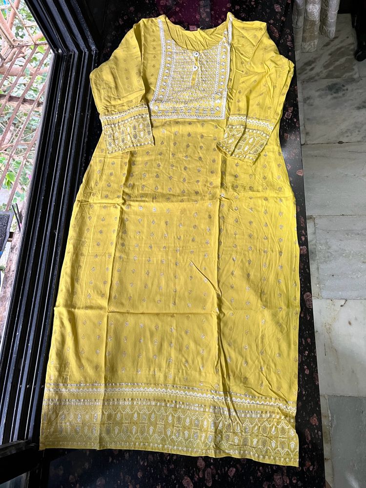 Yellow mustard kurta