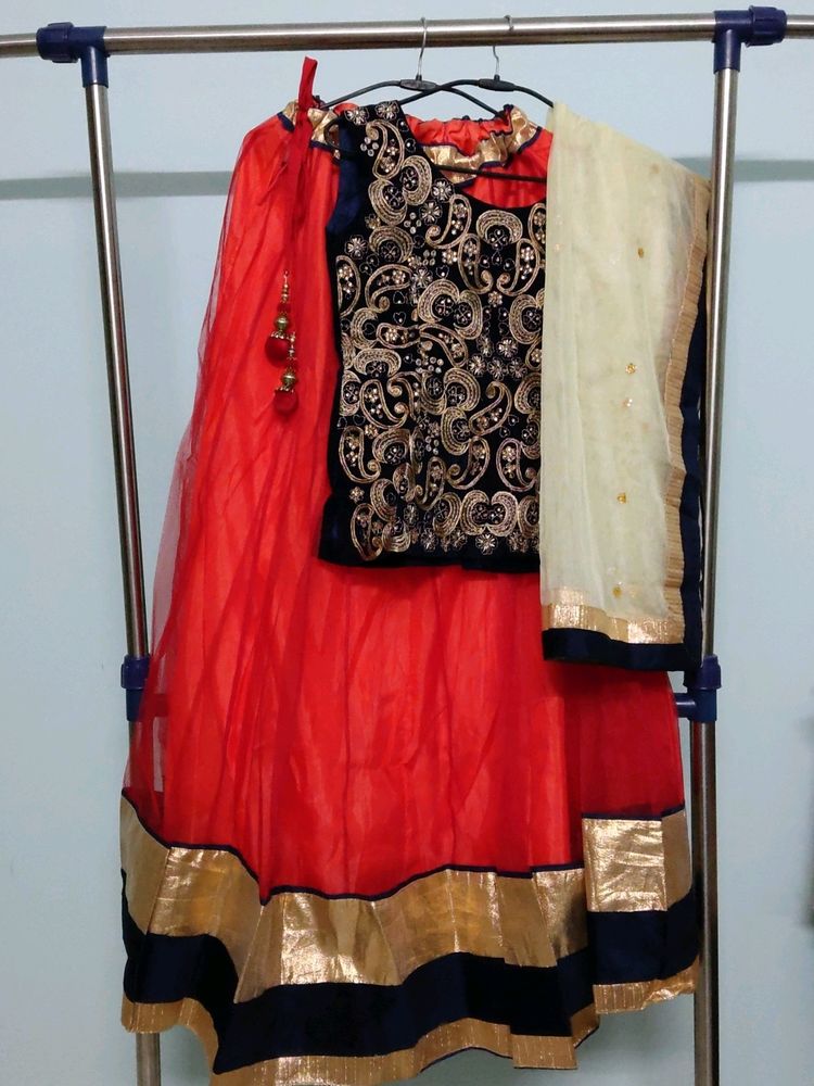 Velvet And Organza Lehenga