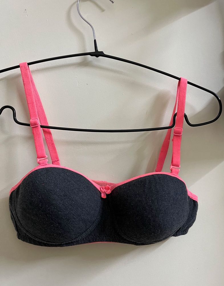 Grey Pink Padded Bra 🎀