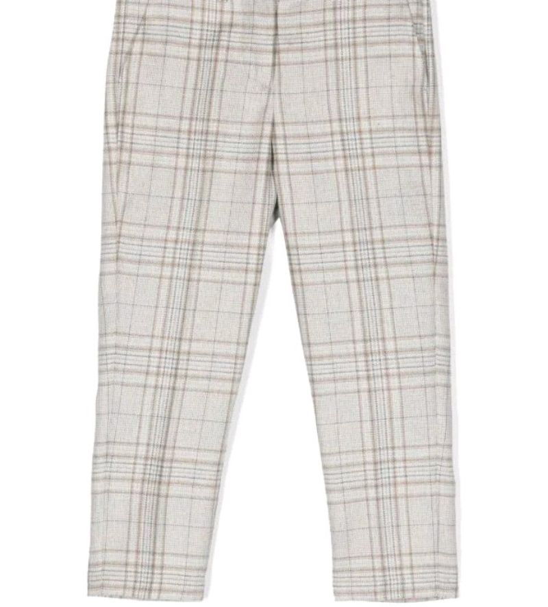 Off White Checked Formal Trouser