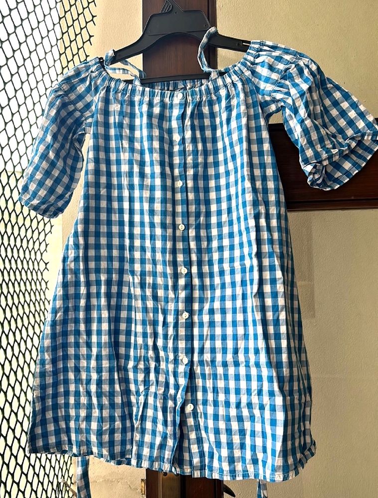 ECIOnly 150/-Blue Checkered Dress Last Selling Pr