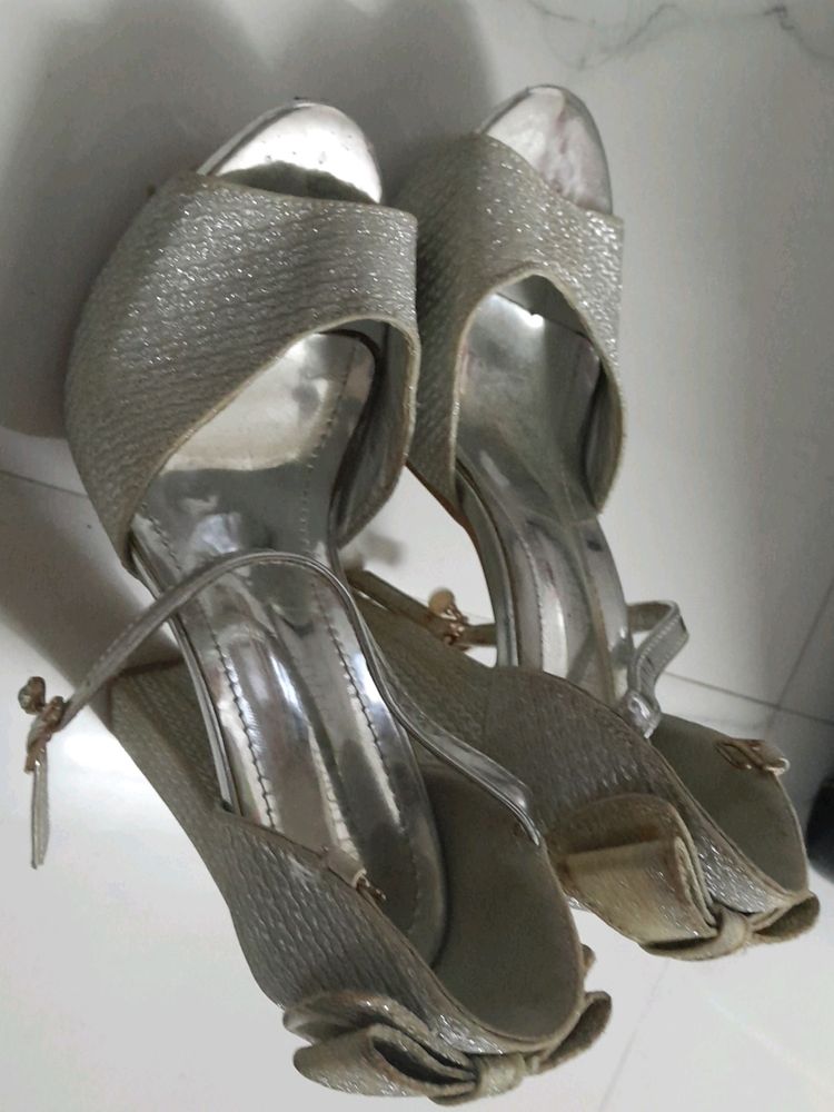 Silver High Heels 5 Inch