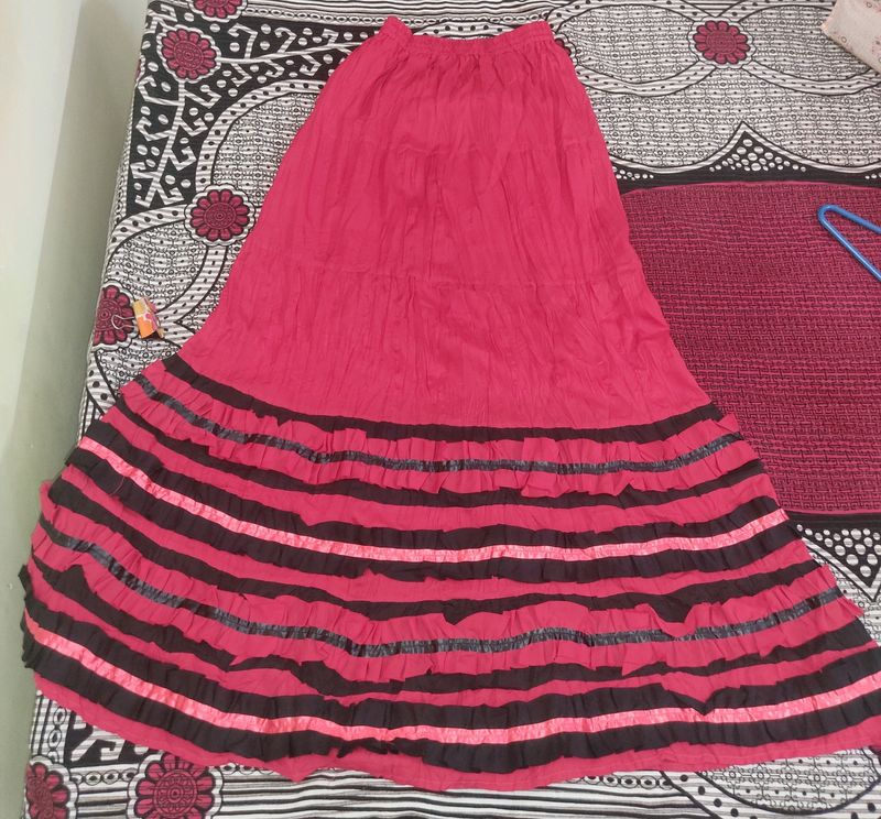 Beautiful Red  Frill Long Skirt With Retro Vibes.