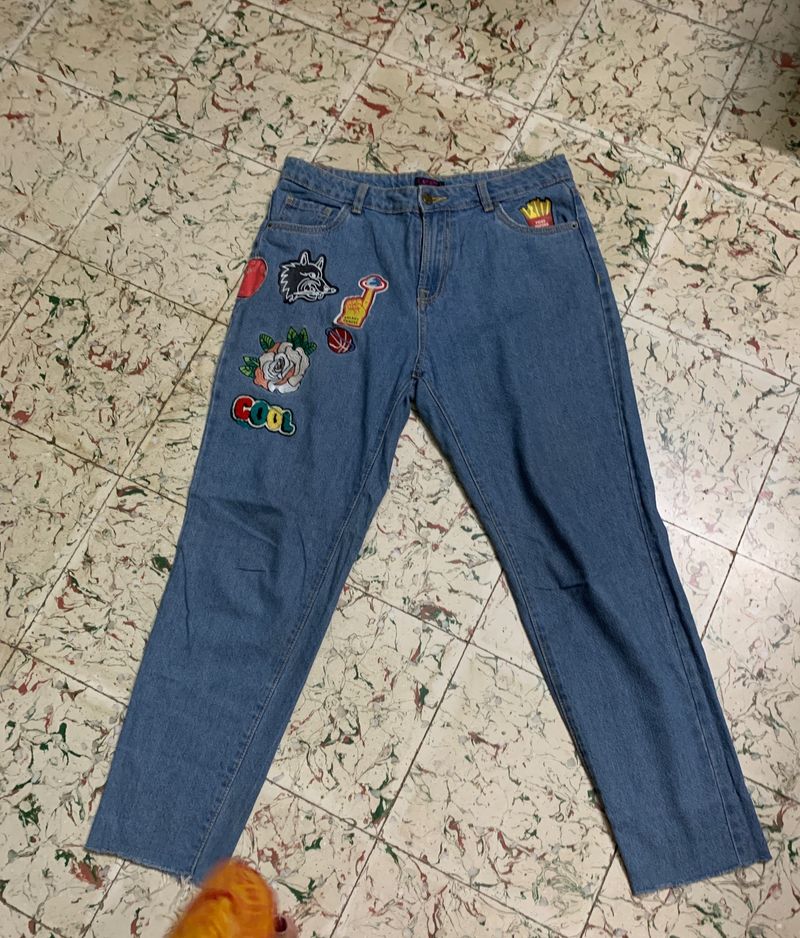 Patch Work Boyfriend Jeans No Flaws