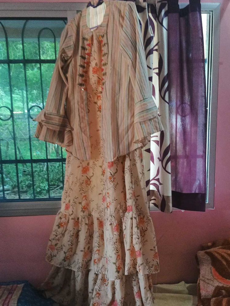 Athenic And Diwali Wear Gown With Shrug