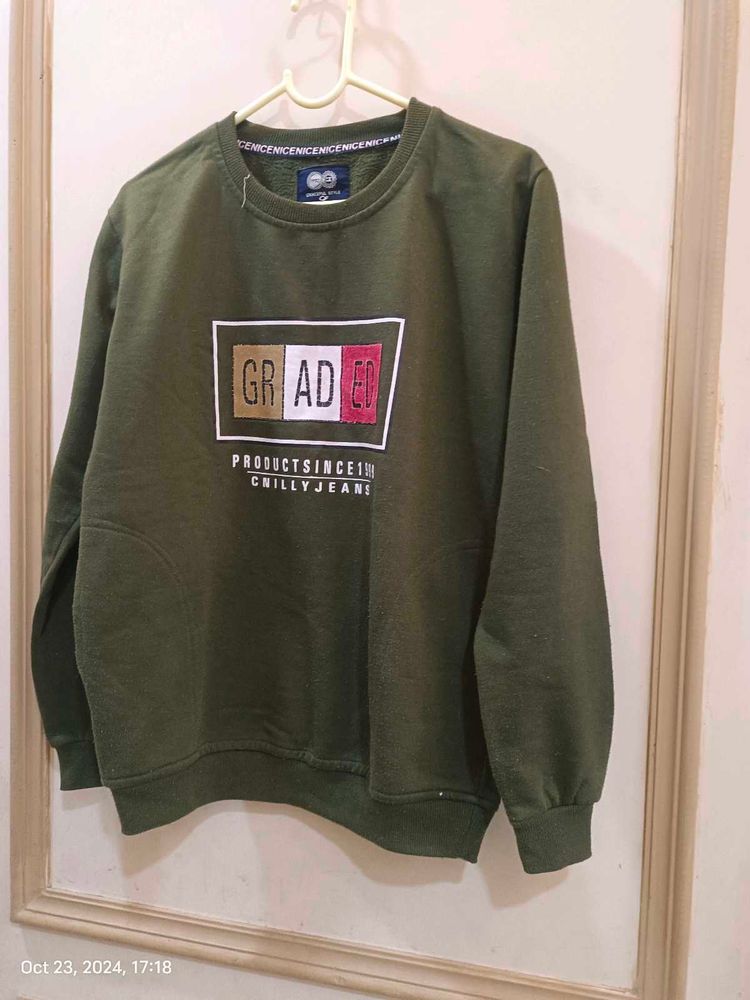 Dark Olive Colour Sweatshirt  For Men