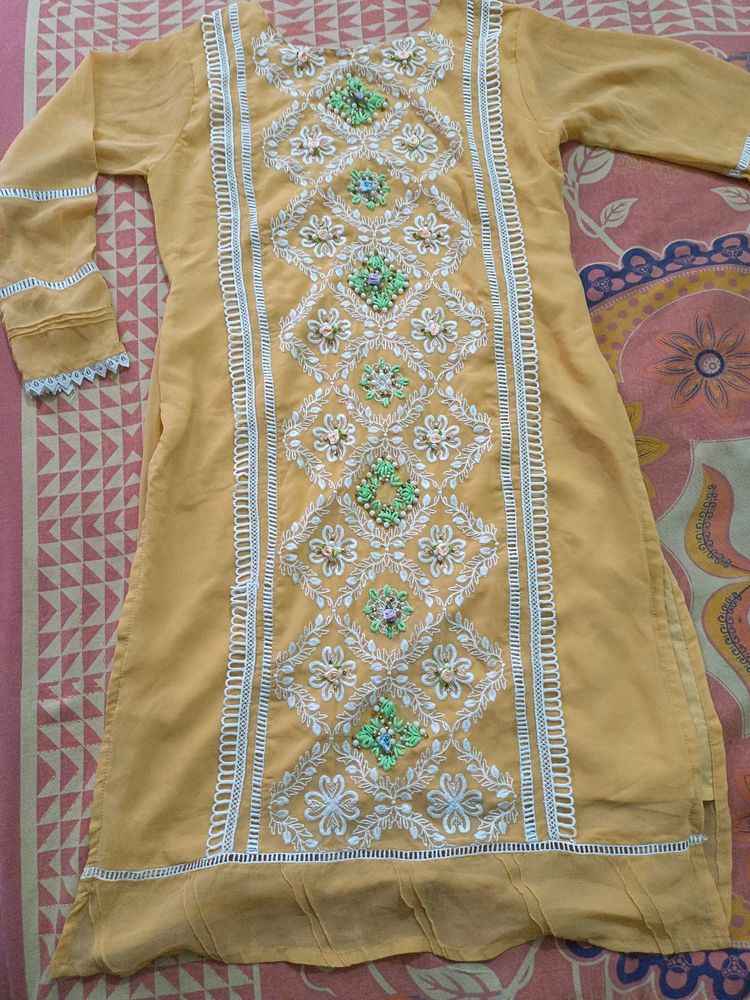 Pakistani Kurti With Plazzo Net Duppta