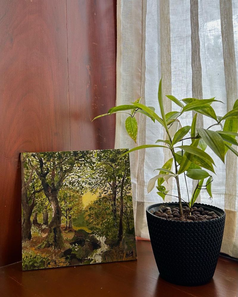 acrylic painting of trees on canvas