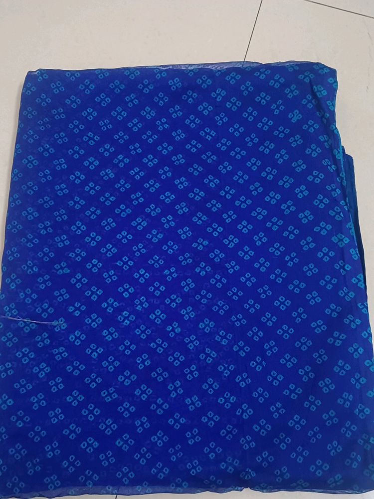 A Dark Blue Bandhani Saree