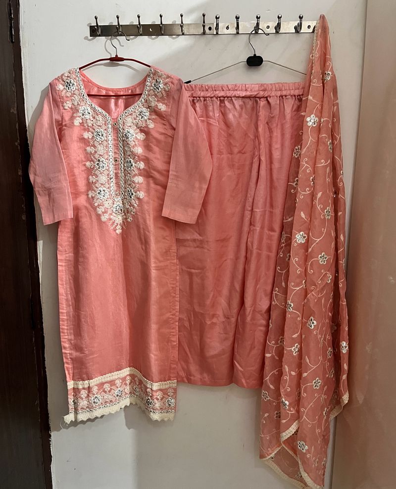 Baby Pink Plazo Suit With Dupatta