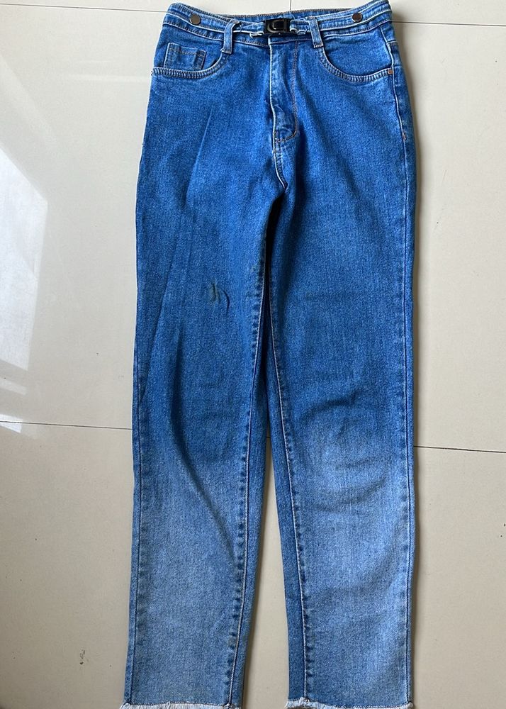 Denim Washed Straight Fit Pants