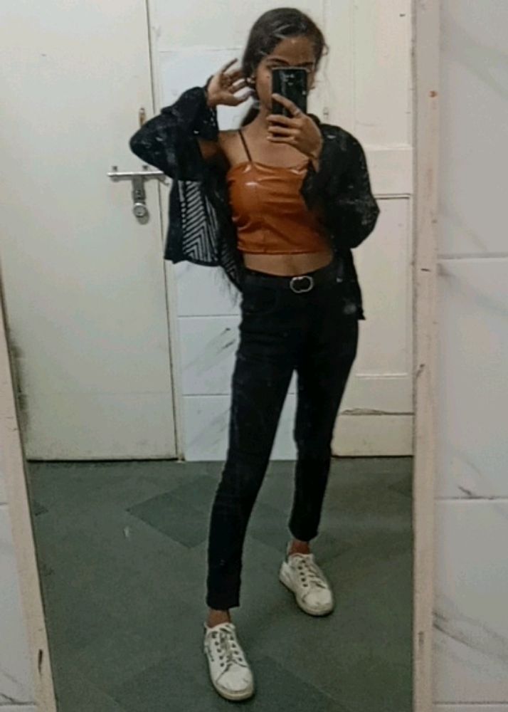 Leather One Strip Crop Top