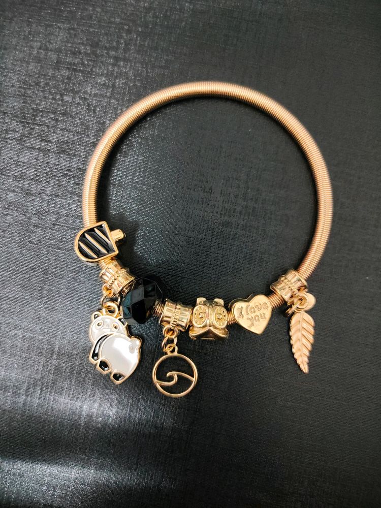 Cute Panda Gold Plated Pandora Charm Bracelet