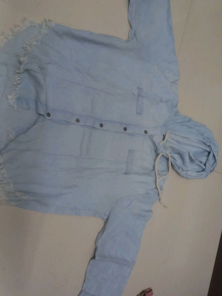 Denim Shirt With Hoodie Pattern