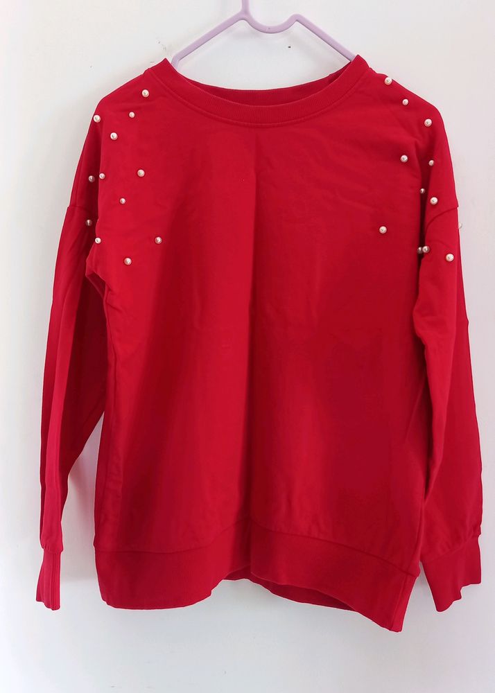 Cherry Red Sweatshirt.Brand-dmnx,size-xs.