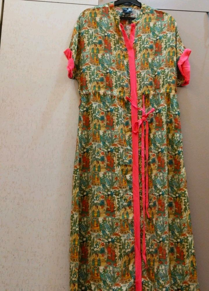 Lovely Extended Sleeves Kurti With Tie string