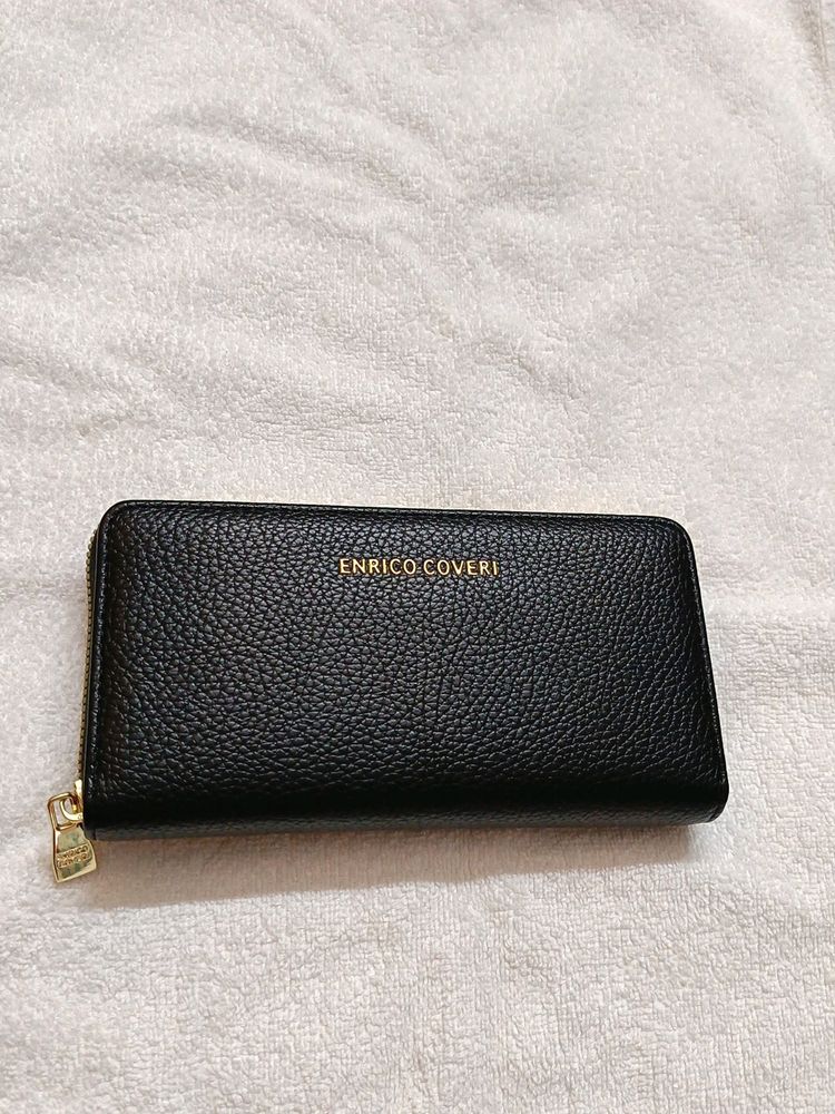 Enrico coveri Italian New Black Leather Wallet