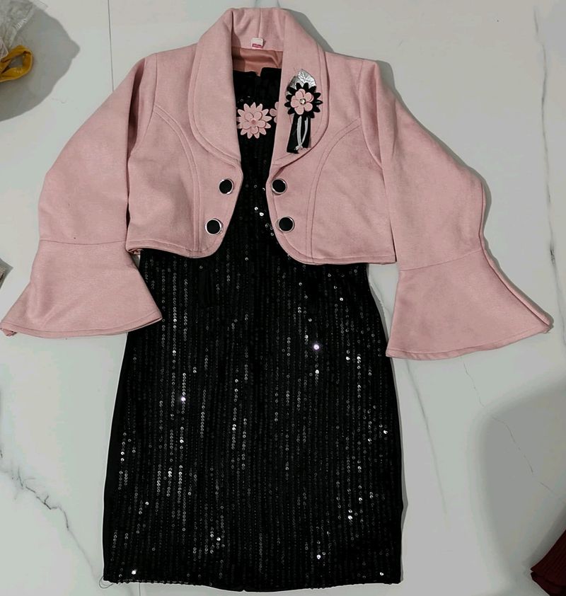 Party Wear Dress Black And Pink