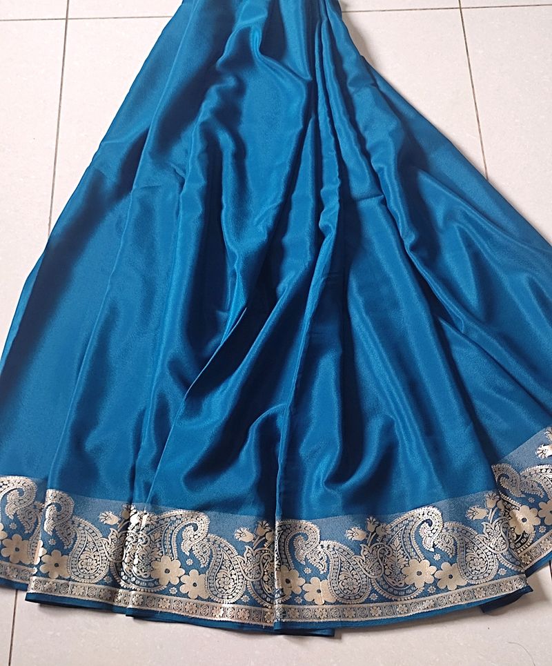 Rajwadi Satin Silk Saree In Royal Blue