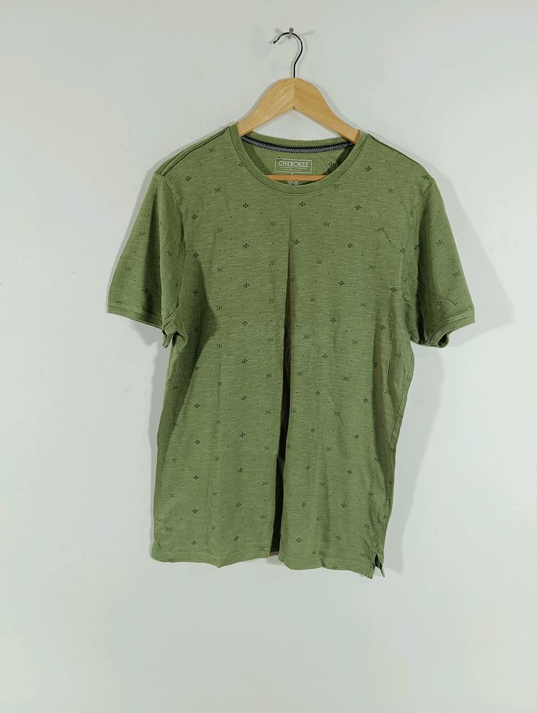 Olive Green Printed T-shirt (Men)