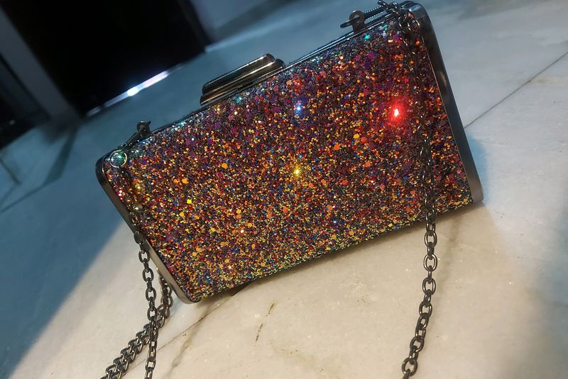 💎❤LOGUS Acrylic Metallic Designer Richlook Multi Colour stone Studded Clutch💎✨