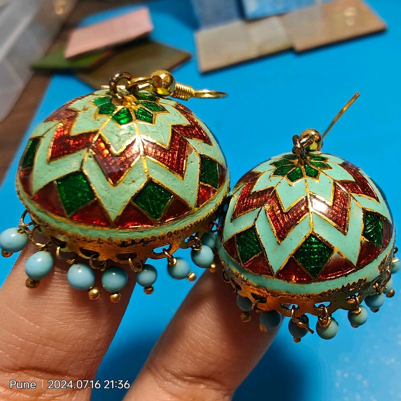 New Blue Multicolor Jhumar Earing