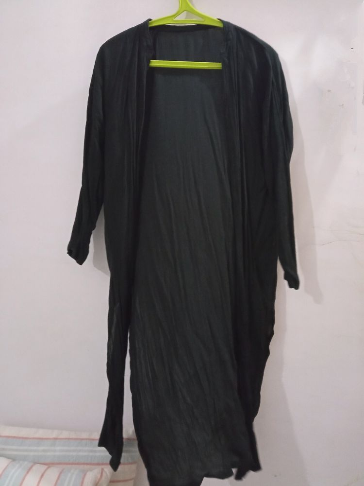 Black Side Slit Longline Shrug