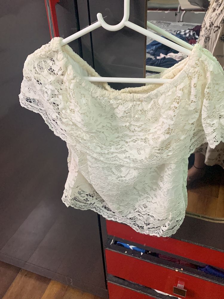 Pretty Faballey White Net Top