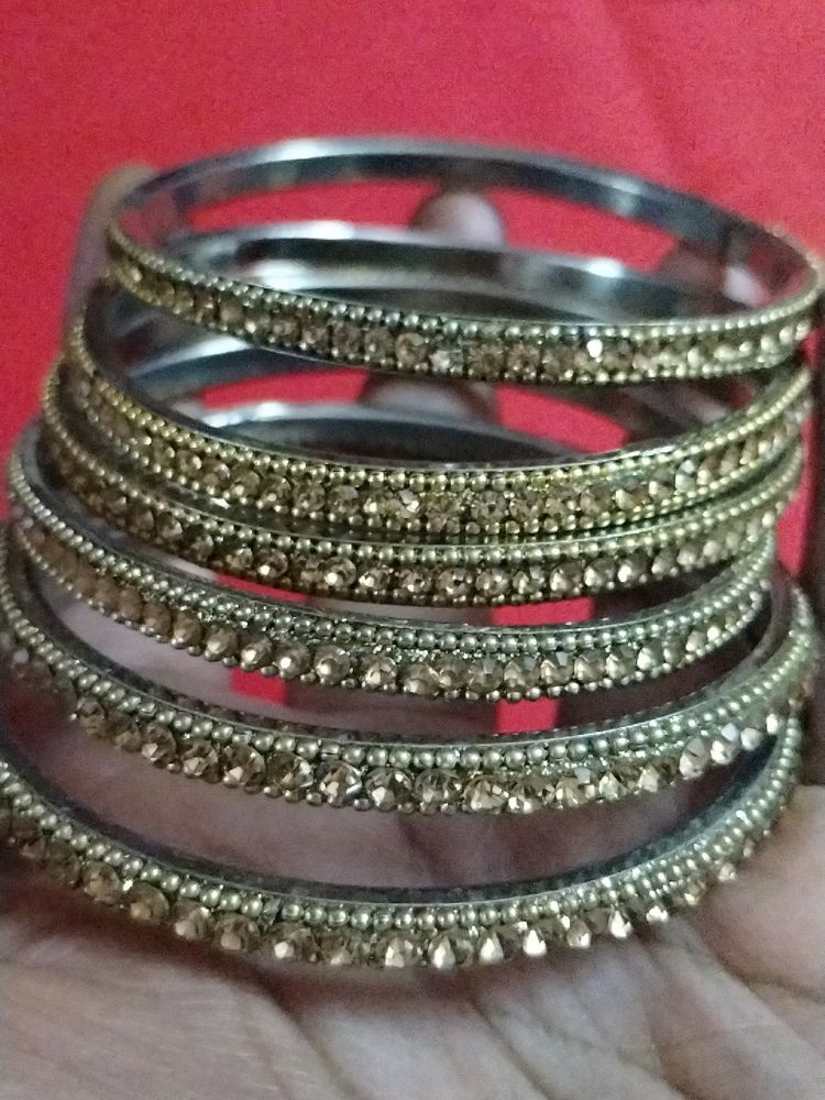 Gold Stones Metal Bangles 6