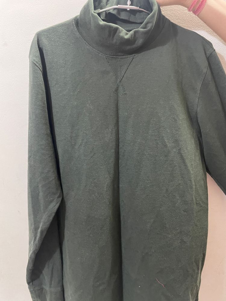 High Neck Full Sleeve Green Top