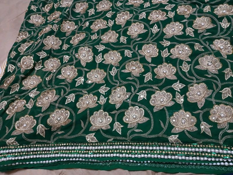 Green Embroidery Saree