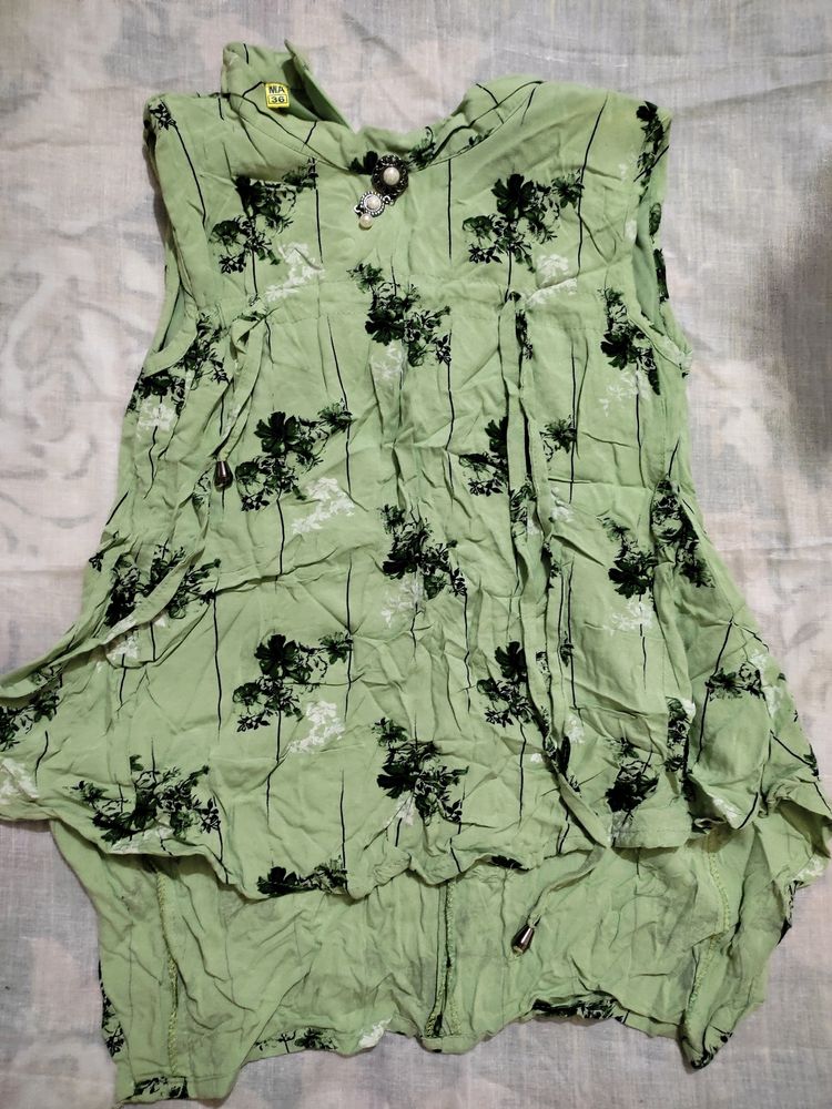 Green Floral Top For 12-15 Age