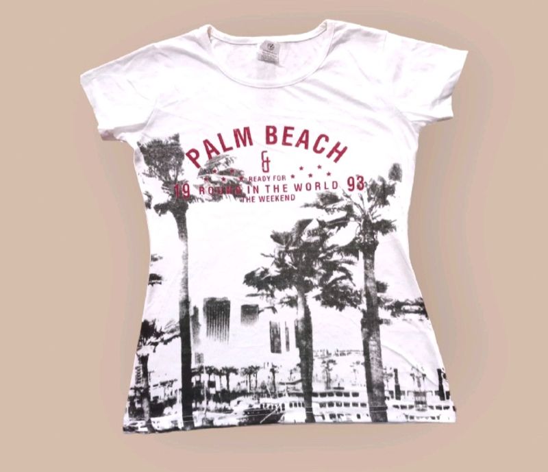 Women's White Printed T-shirt