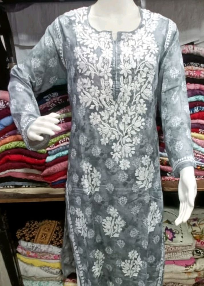 Mulmul Printed Lacknavi Handwork Kurti